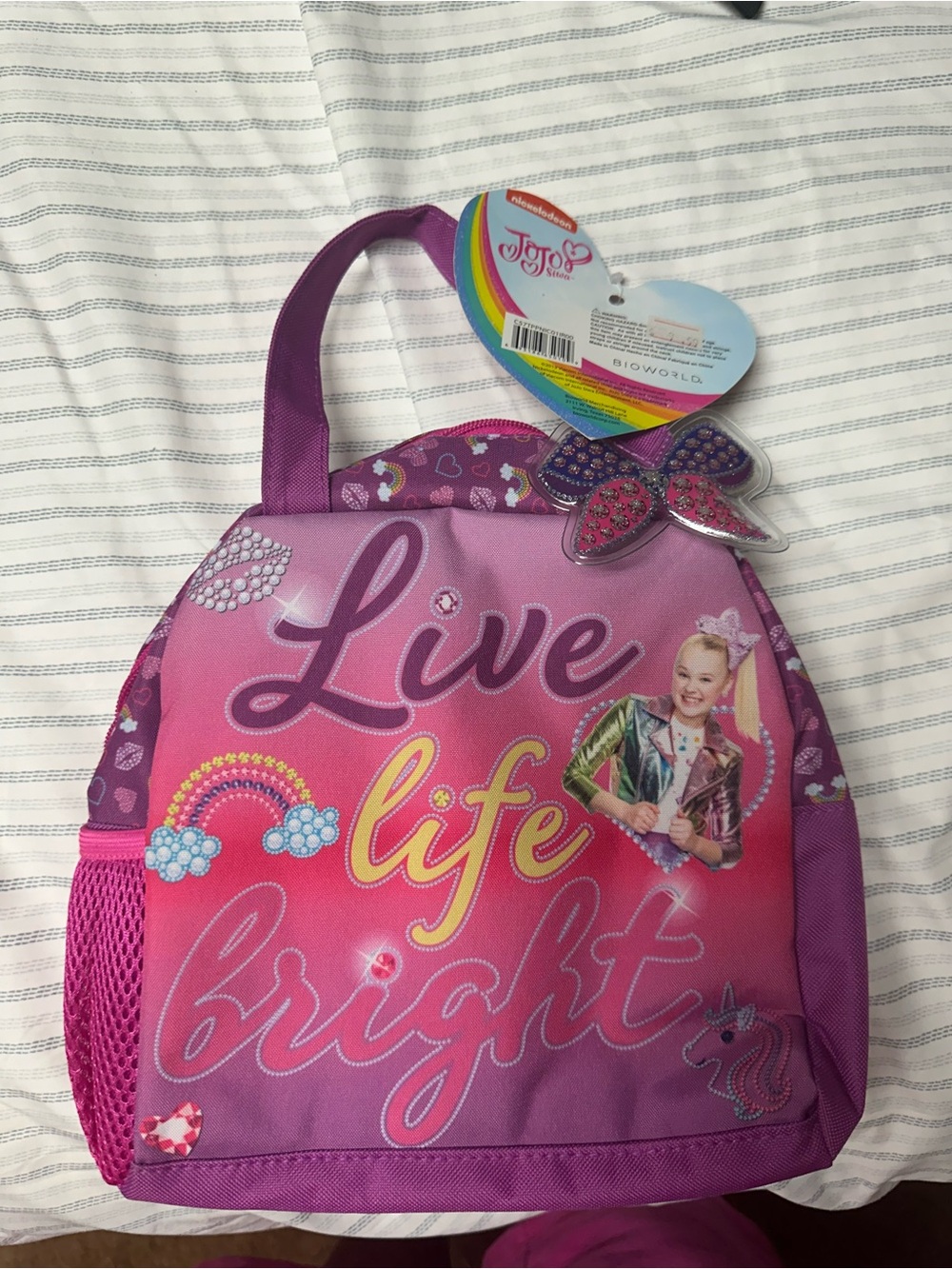 JoJo Siwa Pink and Purple 'Live Life Bright' Kids lunch bag